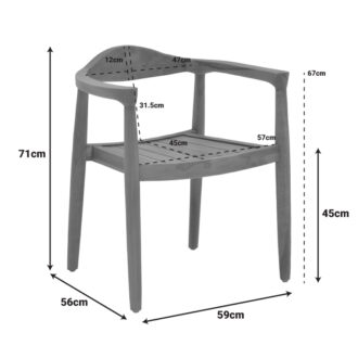 Alternative view of Πολυθρόνα Ganny pakoworld teak ξύλο σε φυσική απόχρωση 59x56x71εκ
