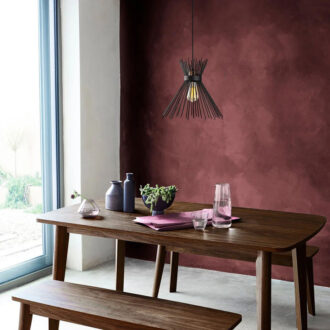 Alternative view of Φωτιστικό οροφής Candle I pakoworld E27 μέταλλο μαύρο Φ25x30εκ