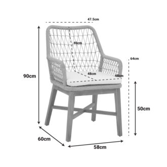 Alternative view of Πολυθρόνα Elaiza pakoworld teak ξύλο και συνθετικό σχοινί σε φυσική-μαύρη απόχρωση με μαξιλάρι 58x60x90εκ