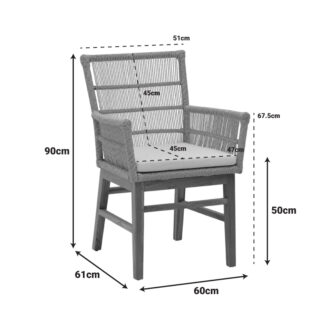 Alternative view of Πολυθρόνα Inca pakoworld teak ξύλο και pe σχοινί σε φυσική-μπεζ απόχρωση με μαξιλάρι 60x61x90εκ