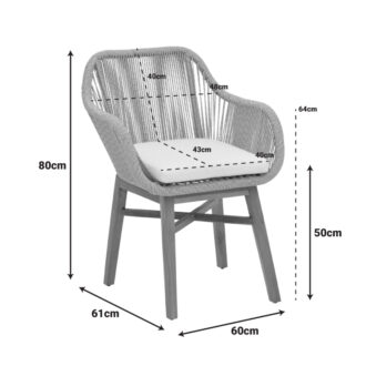 Alternative view of Πολυθρόνα Kalie pakoworld teak ξύλο και pe σχοινί σε φυσική-μπεζ απόχρωση με μαξιλάρι 60x61x80εκ