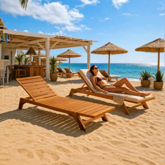 Alternative view of Ξαπλώστρα Melop pakoworld teak ξύλο σε φυσική απόχρωση 200x70x35εκ