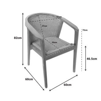 Alternative view of Πολυθρόνα Granny pakoworld teak wood και συνθετικό σχοινί σε φυσική απόχρωση 60x60x82εκ