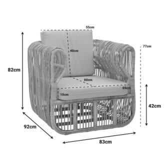 Alternative view of Πολυθρόνα Fajole pakoworld rattan σε φυσική απόχρωση με μπεζ μαξιλάρι 83x92x82εκ