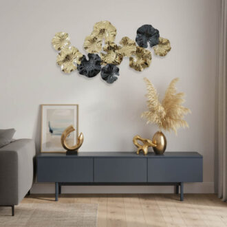 Alternative view of Διακοσμητικό τοίχου Merinda Inart μέταλλο σε χρυσή-μαύρη απόχρωση 88x47x5εκ