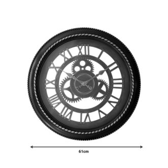 Alternative view of Ρολόι τοίχου Ferm Inart σε μαύρη αντικέ και χρυσή απόχρωση Φ61x6εκ
