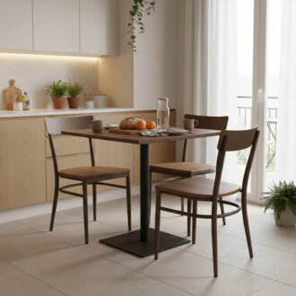 Alternative view of Τραπέζι Nerobian pakoworld mdf σε καρυδί απόχρωση 70x70x75εκ