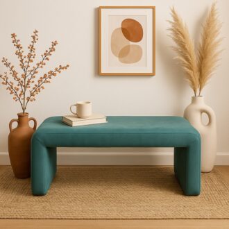Alternative view of Σκαμπό Gagga Inart βελούδο σε πράσινη απόχρωση 110x40x45εκ