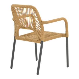 Alternative view of Πολυθρόνα αλουμινίου Norture pakoworld στοιβαζόμενη ανθρακί σκελετός-pe rattan σε φυσική απόχρωση 57x63x82εκ