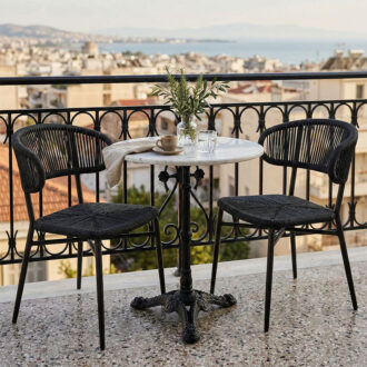 Alternative view of Τραπέζι μαρμάρινο Ancara pakoworld μαντέμι σε λευκή-μαύρη απόχρωση Φ60x70.8εκ