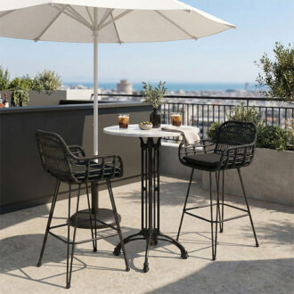 Alternative view of Τραπέζι μπαρ μαρμάρινο Meppo pakoworld μαντέμι σε λευκή-μαύρη απόχρωση Φ60x107.8εκ