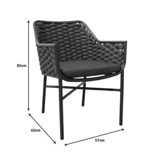 Alternative view of Πολυθρόνα Ortegia pakoworld αλουμινίου με ανθρακί σκελετό και σχοινί 57x62x82εκ