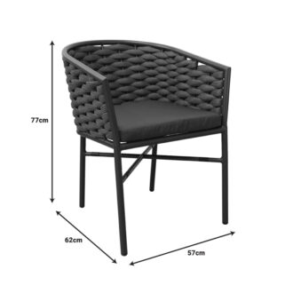 Alternative view of Πολυθρόνα Noevo pakoworld αλουμίνιο με λευκό σκελετό-φυσικό σχοινί 57x62x76εκ