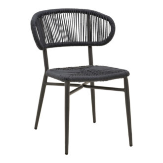 Καρέκλα στοιβαζόμενη Agus pakoworld αλουμίνιο-pe rattan σε μαύρη απόχρωση 55x63x77εκ