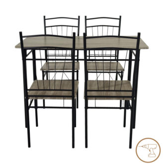 Alternative view of Τραπεζαρία Reforia pakoworld σετ 5τμχ mdf σε γκρι απόχρωση με μαύρα μεταλλικά πόδια 110x60x74εκ