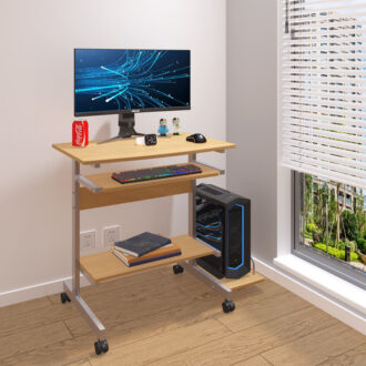 Alternative view of Γραφείο υπολογιστή Veronce pakoworld σε φυσική απόχρωση με μεταλλικό σκελετό 89x47x71εκ