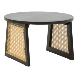 Alternative view of Τραπέζι Tamarind pakoworld ξύλο mango-φυσικό rattan σε μαύρη απόχρωση Φ65x40εκ