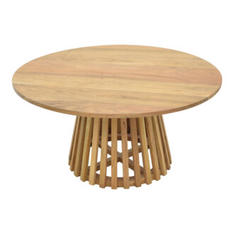 Alternative view of Τραπέζι σαλονιού Radiane pakoworld μασίφ ξύλο ακακίας σε φυσική απόχρωση Φ80x40εκ