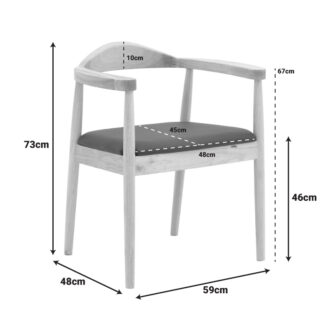 Alternative view of Πολυθρόνα Joube pakoworld rubberwood σε φυσική απόχρωση με μαύρο pu μαξιλάρι 59x48x73εκ