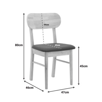 Alternative view of Καρέκλα Bedona pakoworld rubberwood σε φυσική απόχρωση με μαύρο pu μαξιλάρι 47x46x80εκ