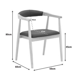 Alternative view of Πολυθρόνα Sandi pakoworld rubberwood σε φυσική απόχρωση με μαύρο pu μαξιλάρι 50x60x80εκ