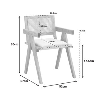 Alternative view of Πολυθρόνα Winslow pakoworld rubberwood σε φυσική απόχρωση-ύφασμα λευκό 51x54x80εκ