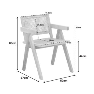Alternative view of Πολυθρόνα Winslow pakoworld rubberwood-rattan σε φυσική απόχρωση 51x54x80εκ