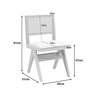 Alternative view of Καρέκλα Winslow pakoworld rubberwood σε φυσική απόχρωση-ύφασμα λευκό 46x58x80εκ