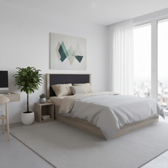 Alternative view of Κρεβάτι Athos pakoworld σε sonoma-ανθρακί απόχρωση 140x200εκ