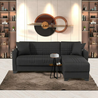 Alternative view of Γωνιακός καναπές-κρεβάτι αναστρέψιμος Stashio pakoworld ύφασμα ανθρακί 202x143x84εκ
