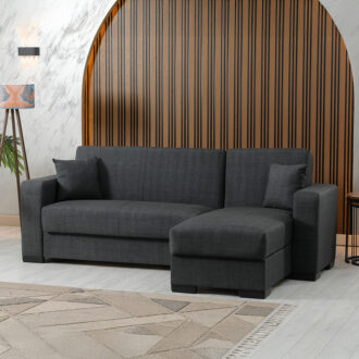 Alternative view of Γωνιακός καναπές-κρεβάτι αναστρέψιμος Dumma pakoworld ύφασμα ανθρακί 226x148x86εκ