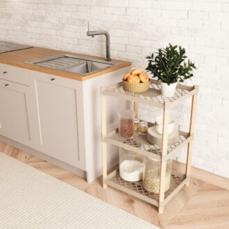 Alternative view of Ραφιέρα δαπέδου πλαστική - ξύλινη χρώμα φυσικό - μπεζ 45x38x79εκ.