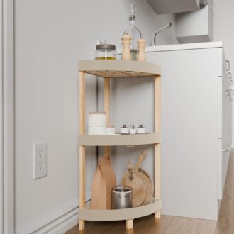 Alternative view of Ραφιέρα δαπέδου γωνιακή πλαστική - ξύλινη χρώμα φυσικό - μπεζ 44x32x79εκ.