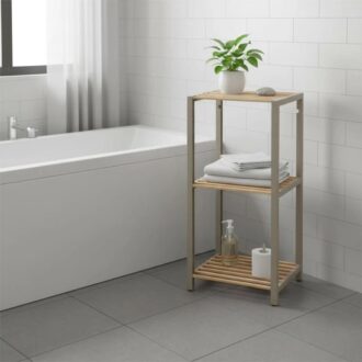 Alternative view of Ραφιέρα δαπέδου - Κομοδίνο ξύλινο - πλαστικό χρώμα φυσικό - μπεζ 37x29x79εκ.