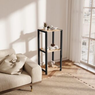 Alternative view of Ραφιέρα δαπέδου - Κομοδίνο ξύλινο - πλαστικό χρώμα φυσικό - μαύρο 37x29x79εκ.