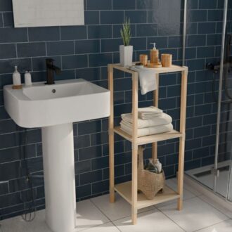 Alternative view of Ραφιέρα δαπέδου πλαστική - ξύλινη χρώμα φυσικό - μπεζ 28x25x72εκ.