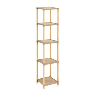 Ραφιέρα δαπέδου πλαστική - ξύλινη χρώμα φυσικό - μπεζ 28x25x137εκ.