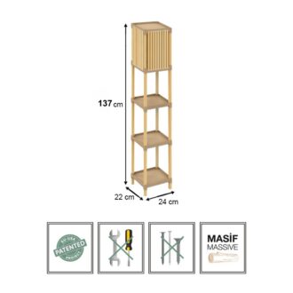 Alternative view of Φωτιστικό δαπέδου ξύλινο - πλαστικό χρώμα φυσικό - μπεζ 24x22x137εκ.