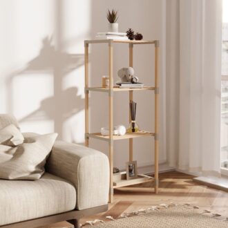 Alternative view of Ραφιέρα δαπέδου ξύλινη - πλαστική χρώμα φυσικό - μπεζ 38x30x116εκ.