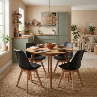 Alternative view of Καρέκλα τραπεζαρίας Viva Megapap PP - PU μαύρο - ξύλινο φυσικό πόδι 48,5x54x80εκ.