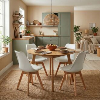 Alternative view of Καρέκλα τραπεζαρίας Viva Megapap PP - PU λευκό - ξύλινο φυσικό πόδι 48,5x54x80εκ.