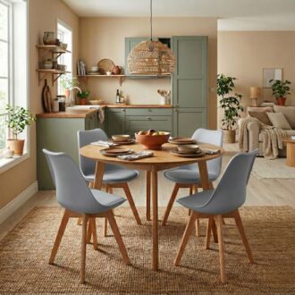 Alternative view of Καρέκλα τραπεζαρίας Viva Megapap PP - PU γκρι - ξύλινο φυσικό πόδι 48,5x54x80εκ.