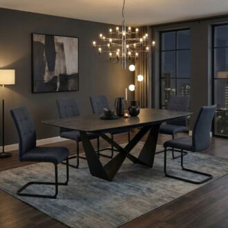 Alternative view of Καρέκλα τραπεζαρίας Laura Megapap ανθρακί ύφασμα - μεταλλική μαύρη βάση 42x58x98εκ.