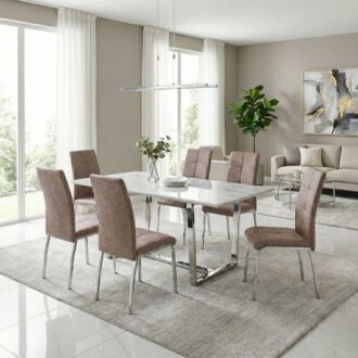 Alternative view of Καρέκλα τραπεζαρίας Alma Megapap μπεζ PU - μεταλλικό πόδι χρωμίου 42x53x97εκ.