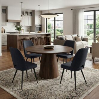 Alternative view of Καρέκλα τραπεζαρίας Christy Megapap ανθρακί ύφασμα - μεταλλικό μαύρο πόδι 47x59x90εκ.