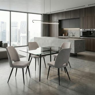 Alternative view of Καρέκλα τραπεζαρίας Christy Megapap ανοιχτό μπεζ ύφασμα - μεταλλικό μαύρο πόδι 47x59x90εκ.