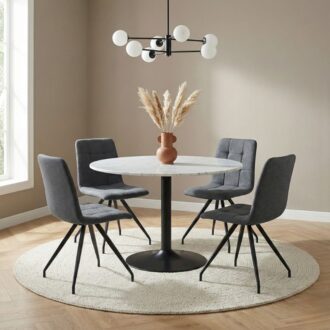 Alternative view of Καρέκλα τραπεζαρίας Bianca Megapap γκρι ύφασμα - μεταλλικό μαύρο πόδι 43x56x84εκ.