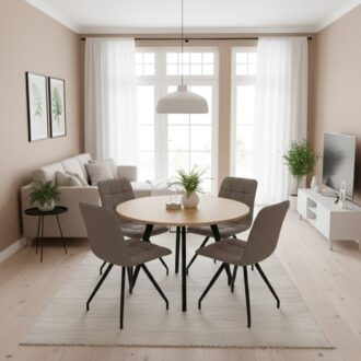 Alternative view of Καρέκλα τραπεζαρίας Bianca Megapap ανοιχτό μπεζ ύφασμα - μεταλλικό μαύρο πόδι 43x56x84εκ.