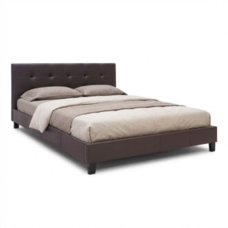 Κρεβάτι Sissy Megapap από τεχνόδερμα χρώμα καφέ 160x200εκ.