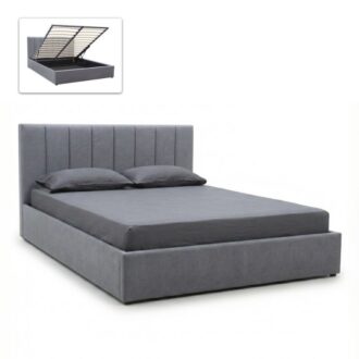 Κρεβάτι Renata Megapap υφασμάτινο με αποθηκευτικό χώρο χρώμα γκρι 160x200εκ.